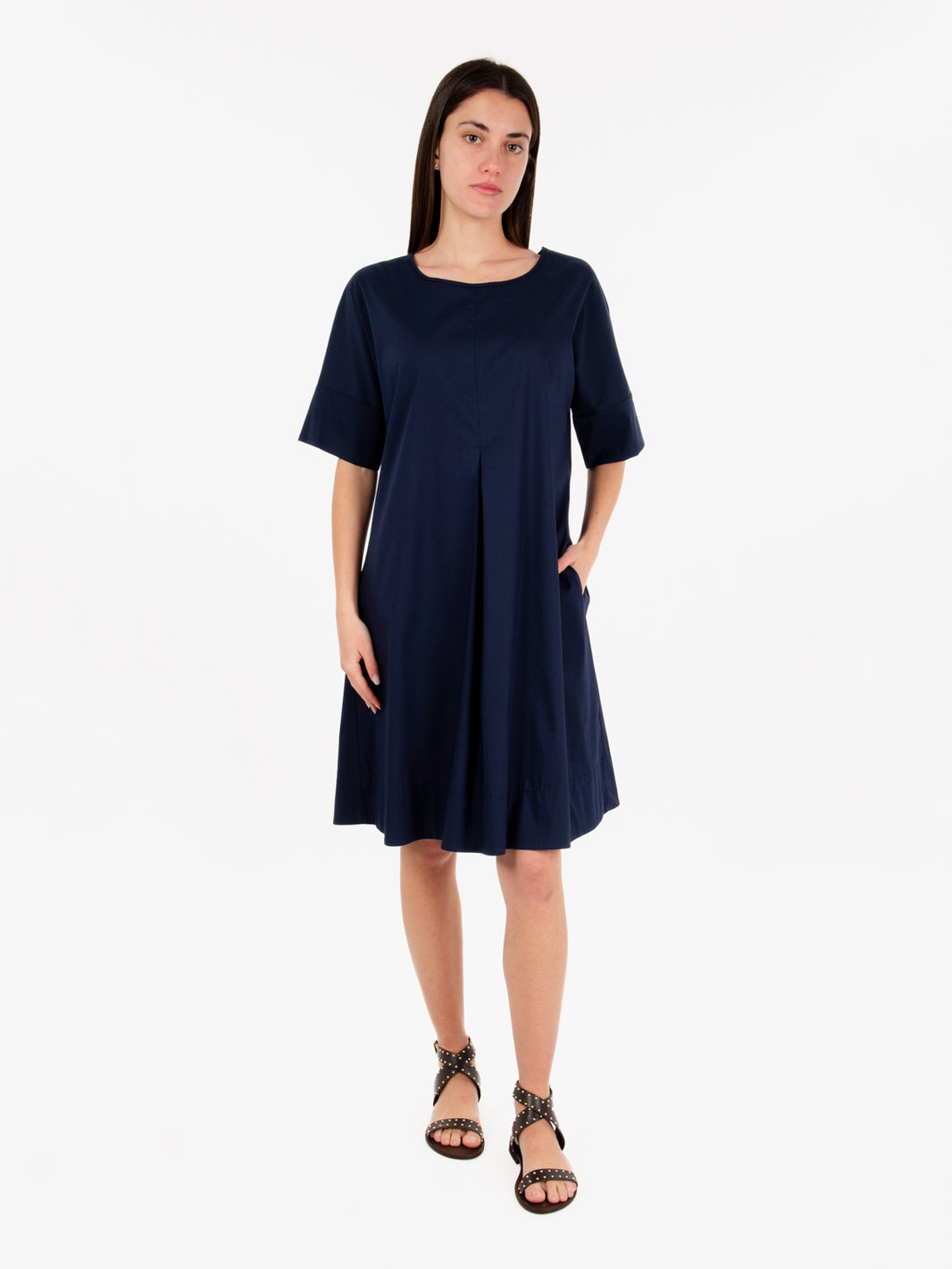 Abito corto in cotone blu