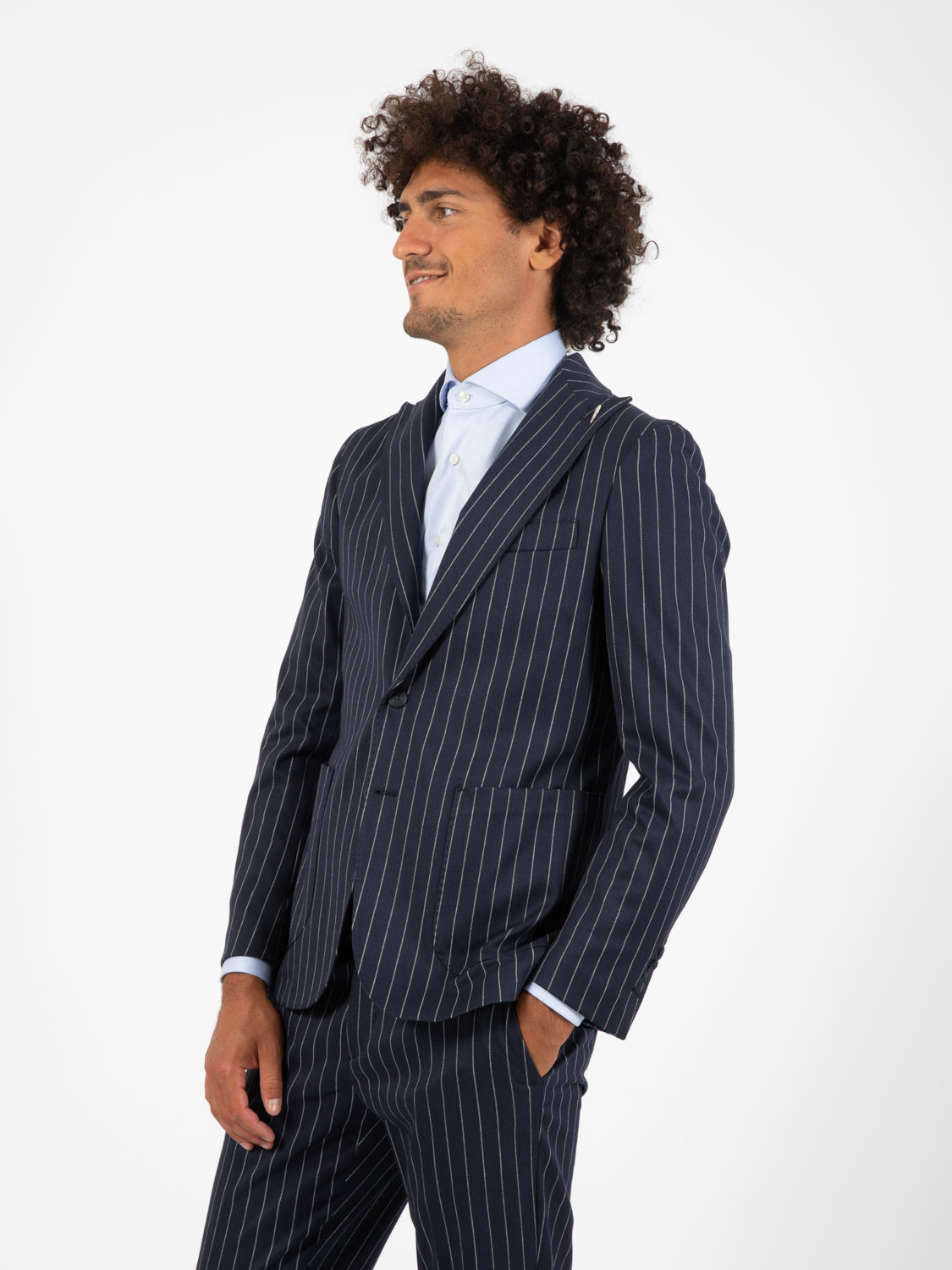 Pasha blue pinstripe suit