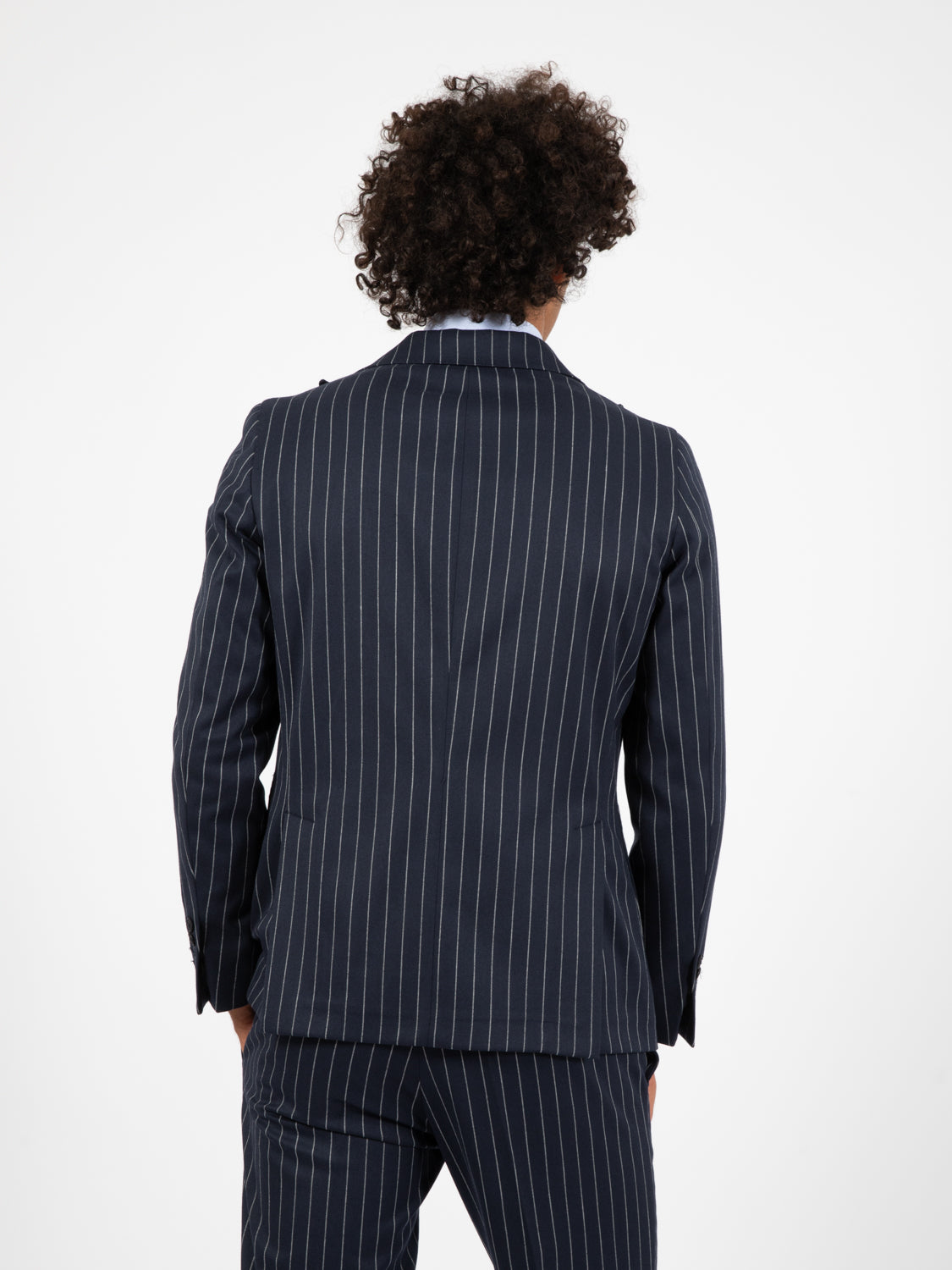 Pasha blue pinstripe suit