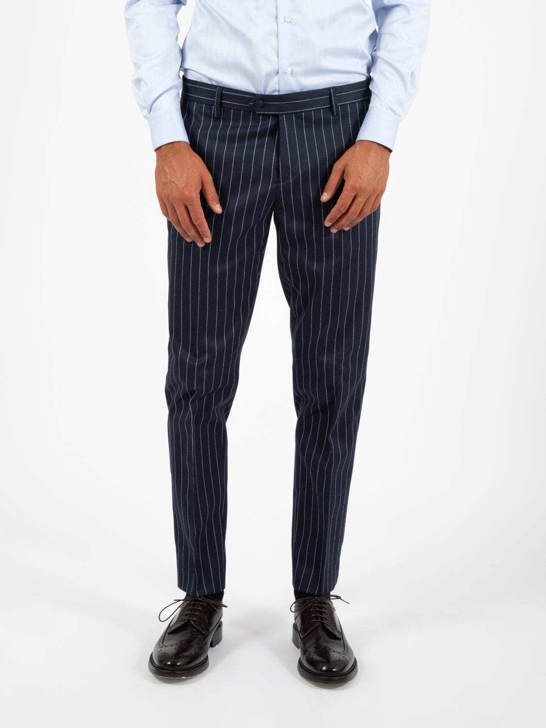Pasha blue pinstripe suit