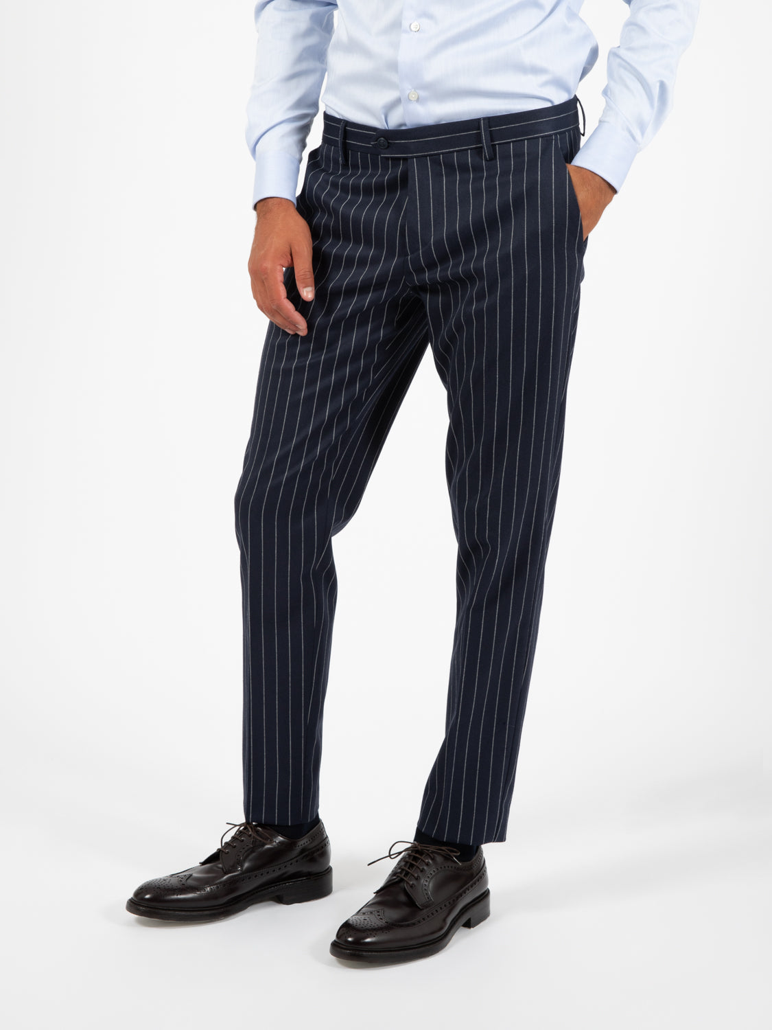 Pasha blue pinstripe suit