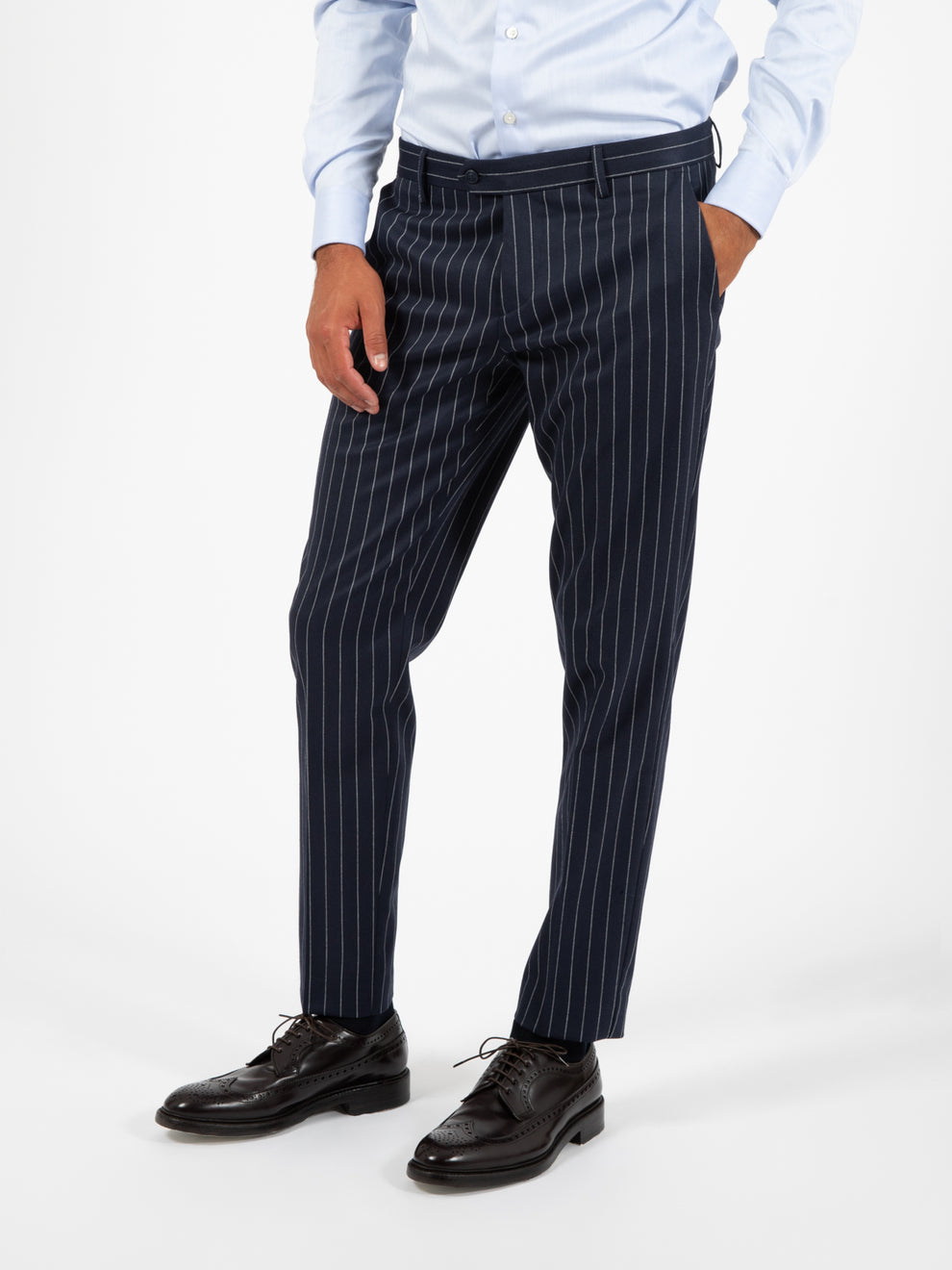 Pasha blue pinstripe suit