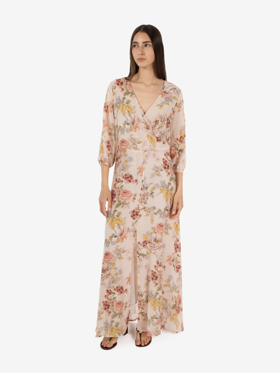 Long pink floral dress