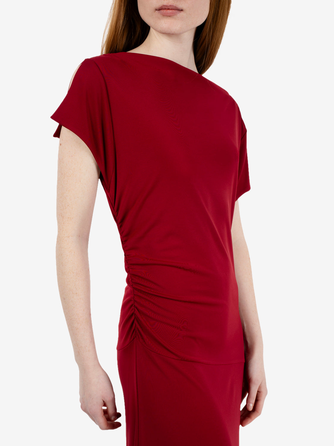 Cherry ruched maxi dress
