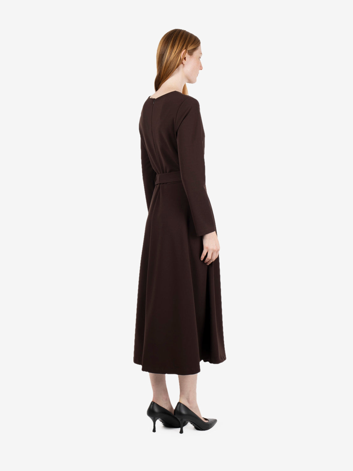 Long dress with chocolate sash