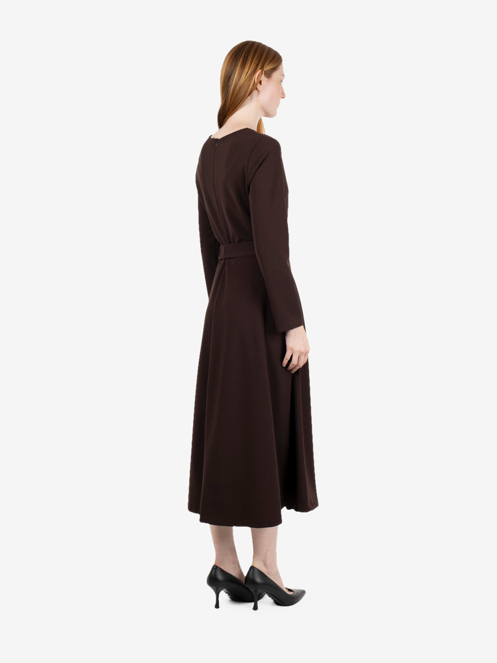 Long dress with chocolate sash