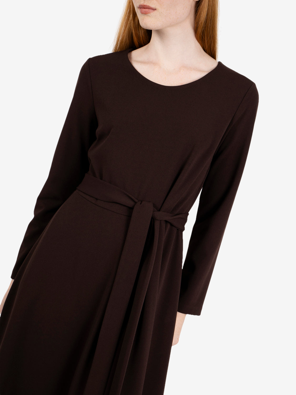 Long dress with chocolate sash