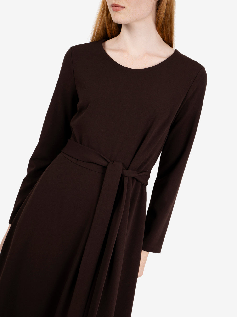 Long dress with chocolate sash