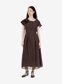 Dark brown cotton midi dress