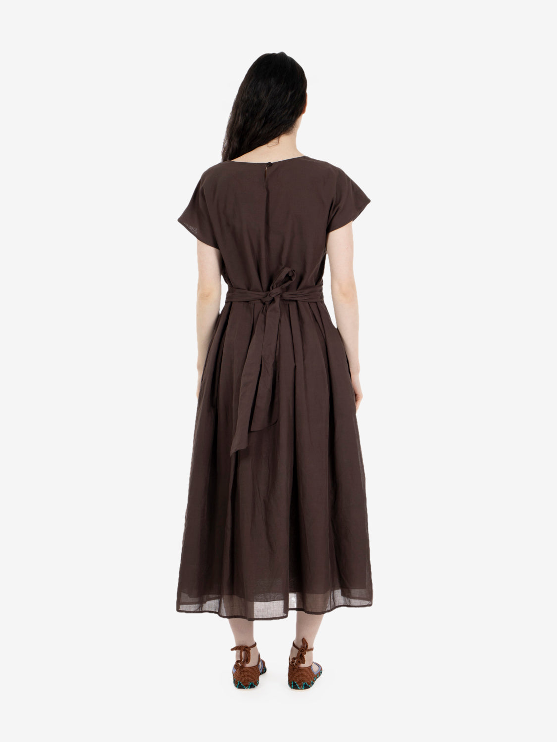 Dark brown cotton midi dress