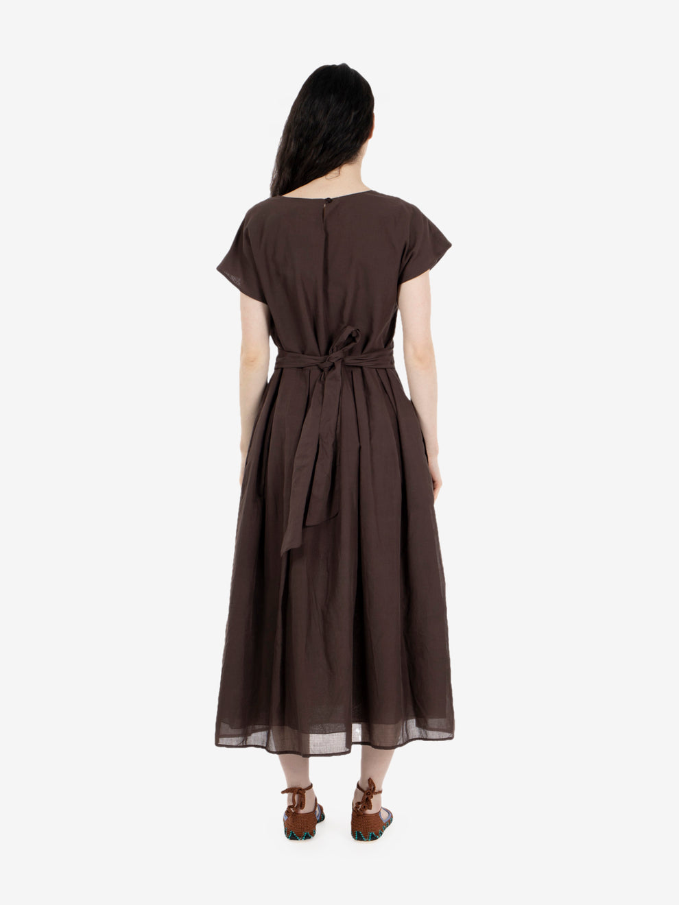 Dark brown cotton midi dress