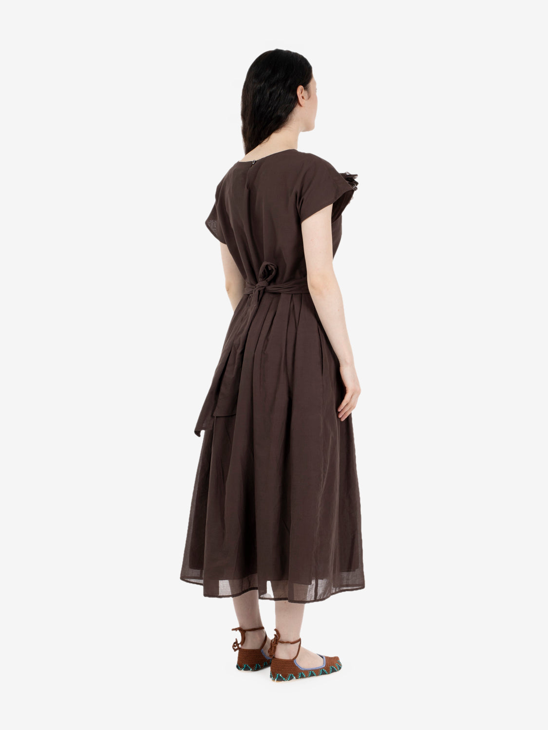 Dark brown cotton midi dress