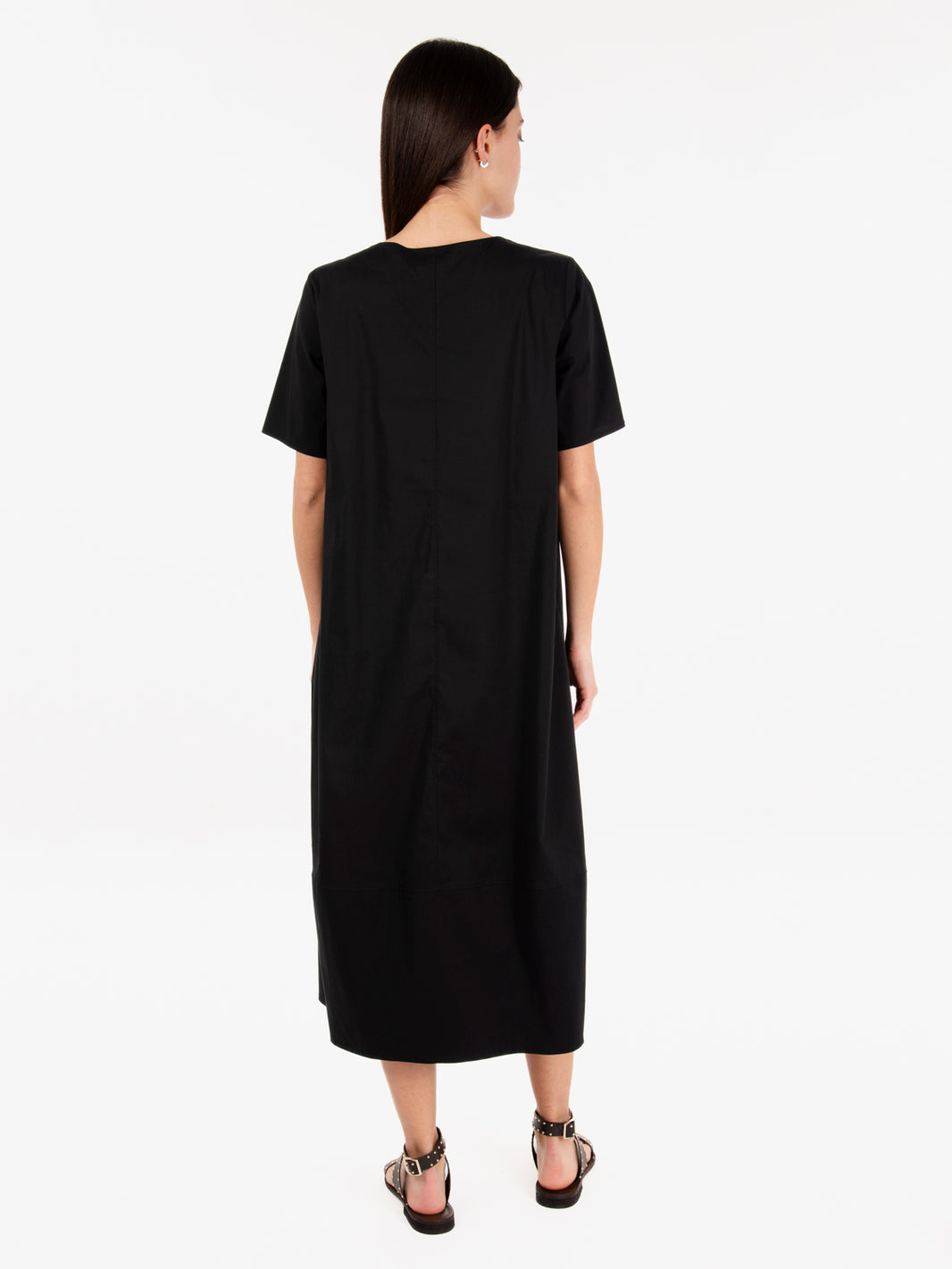 Abito midi in cotone nero