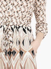 STIMM - Abito midi chemisier fantasia beige