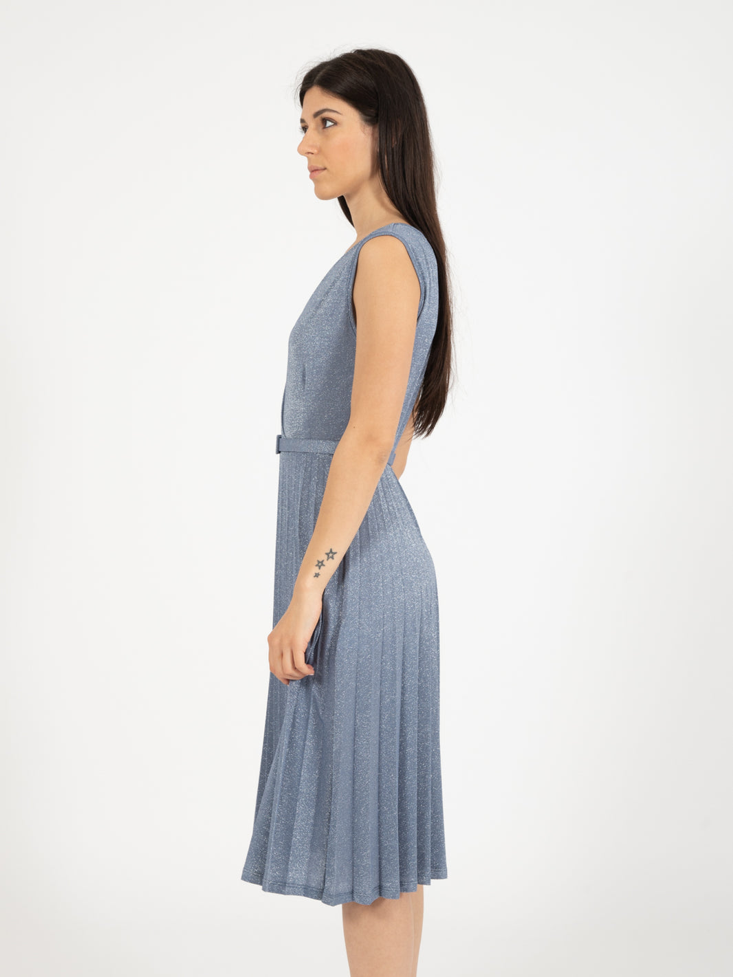 Abito midi lurex cobalto / argento
