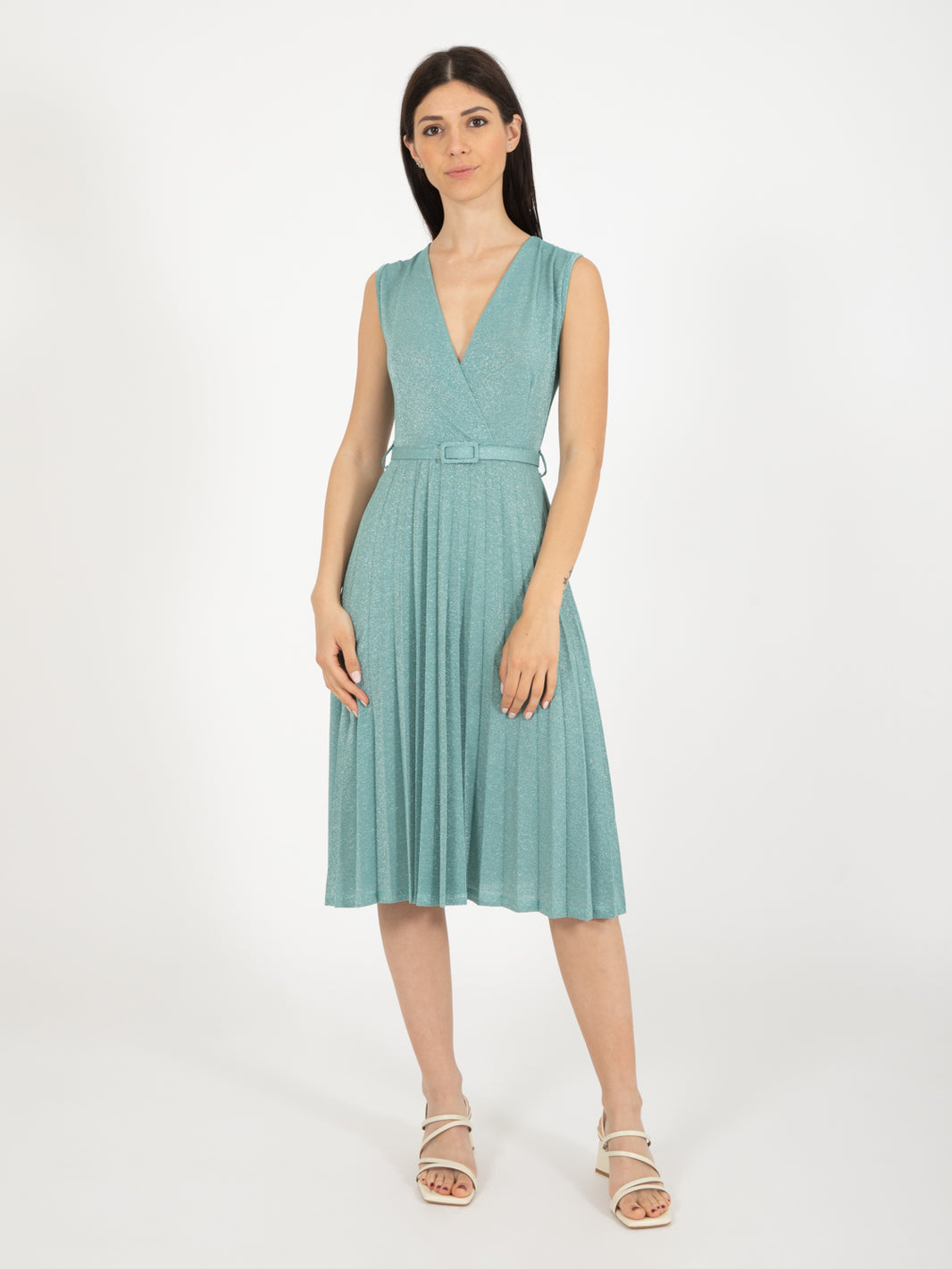 Abito midi lurex felce / argento