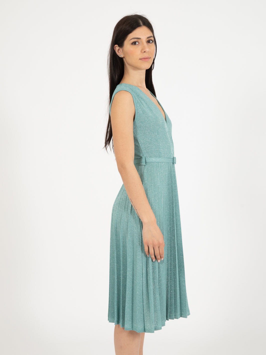 Abito midi lurex felce / argento