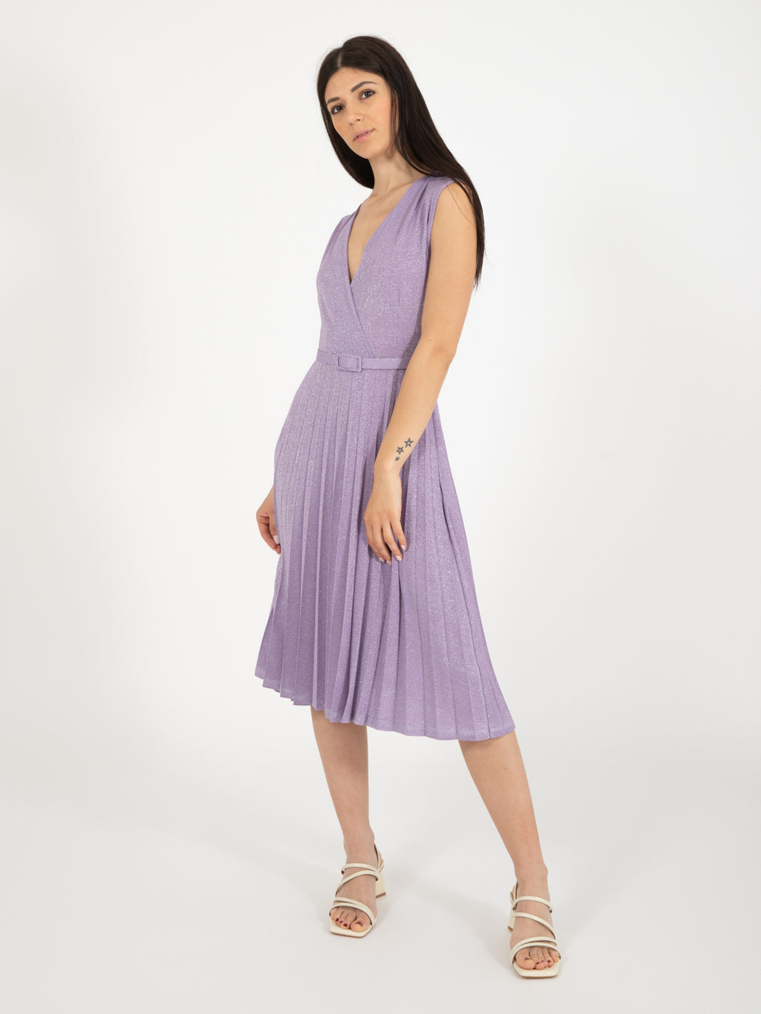 Abito midi lurex glicine / argento
