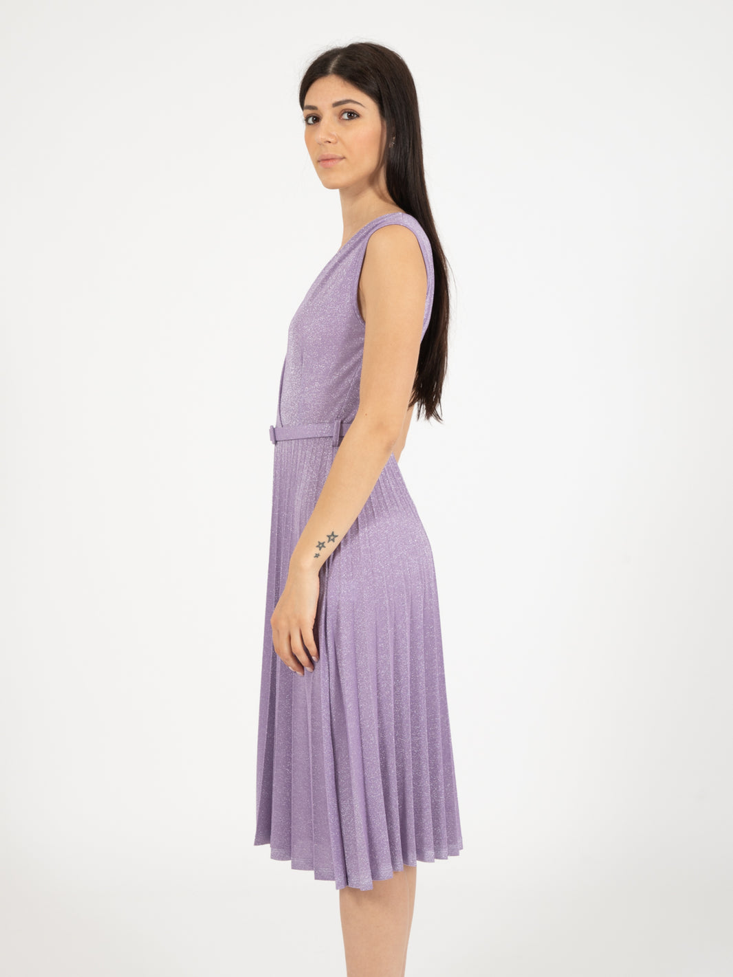 Abito midi lurex glicine / argento