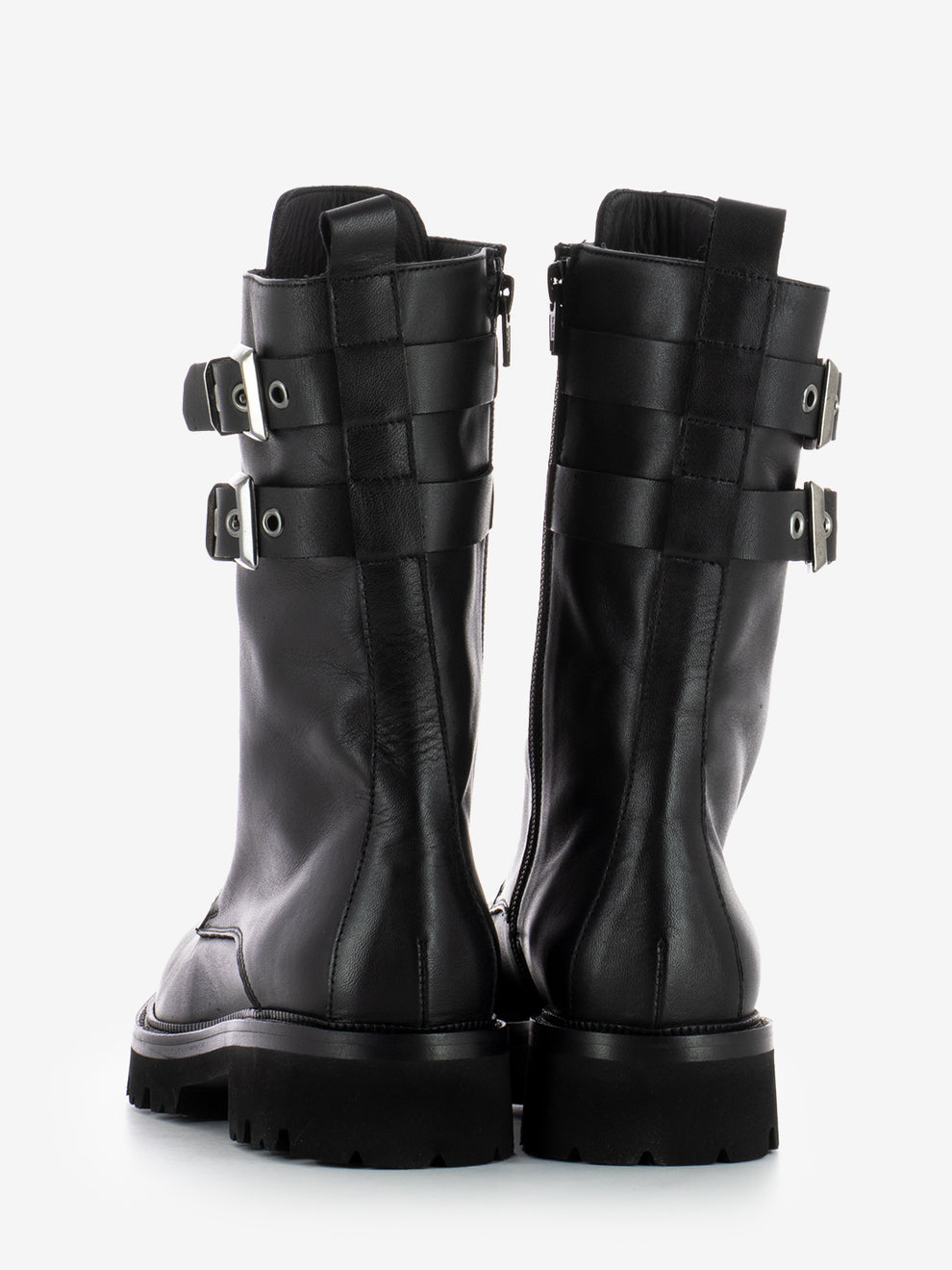 Black ankle boots with side buckles