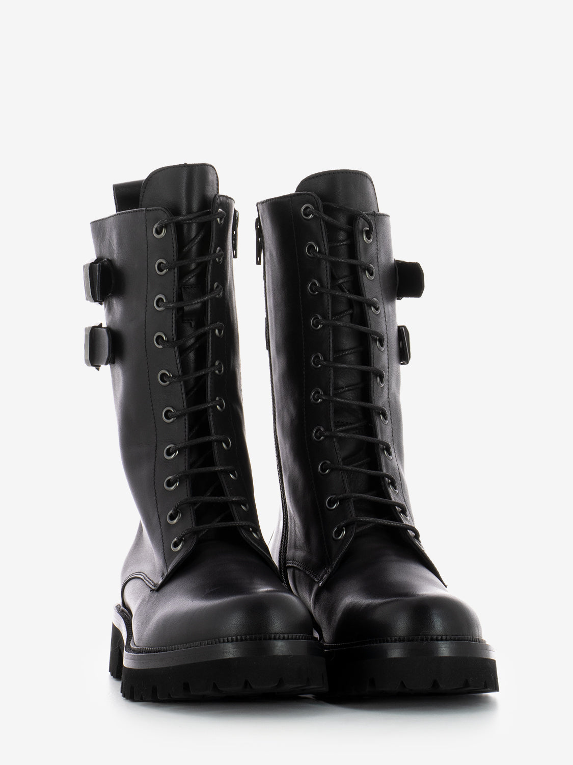Black ankle boots with side buckles