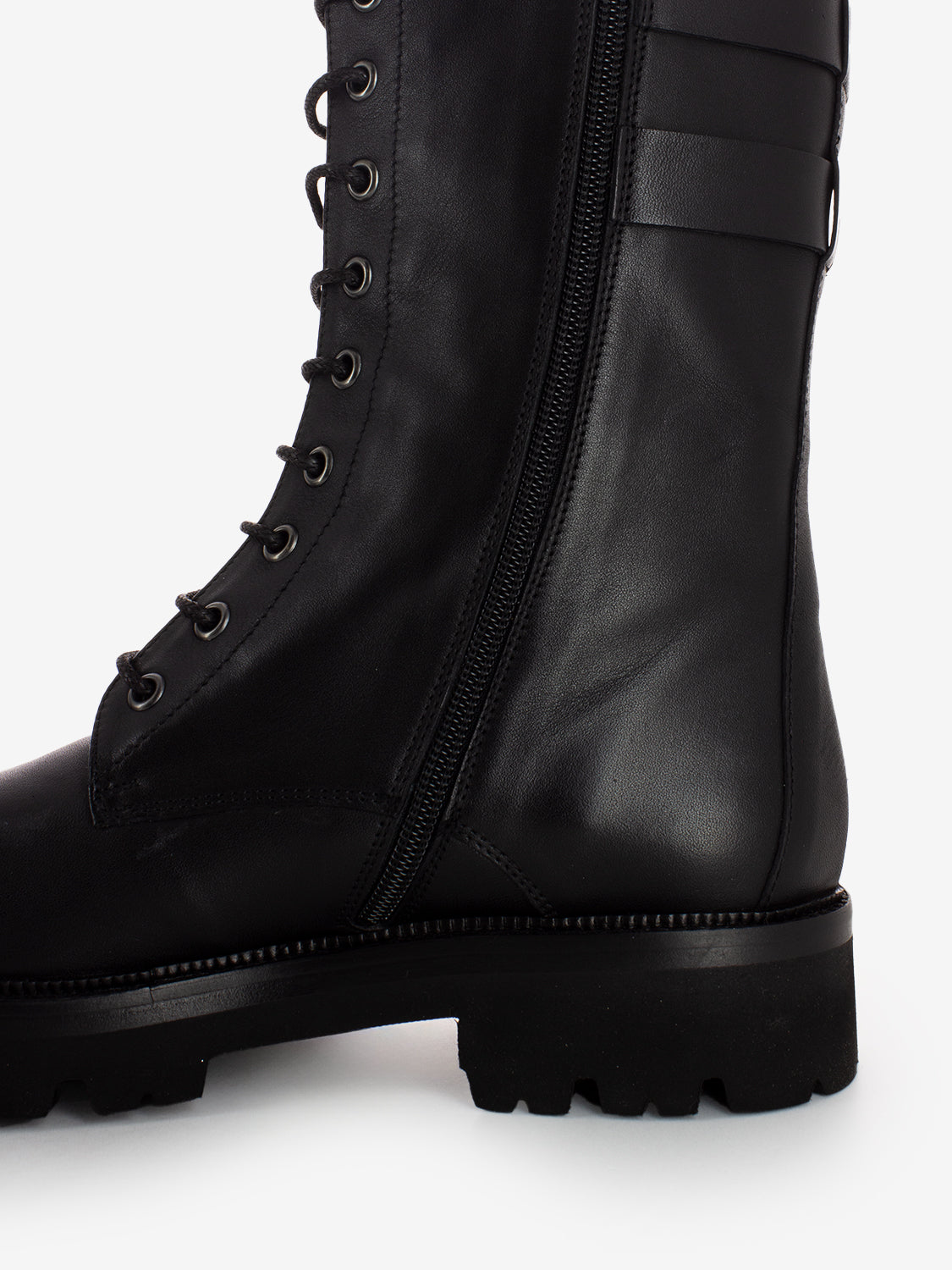 Black ankle boots with side buckles