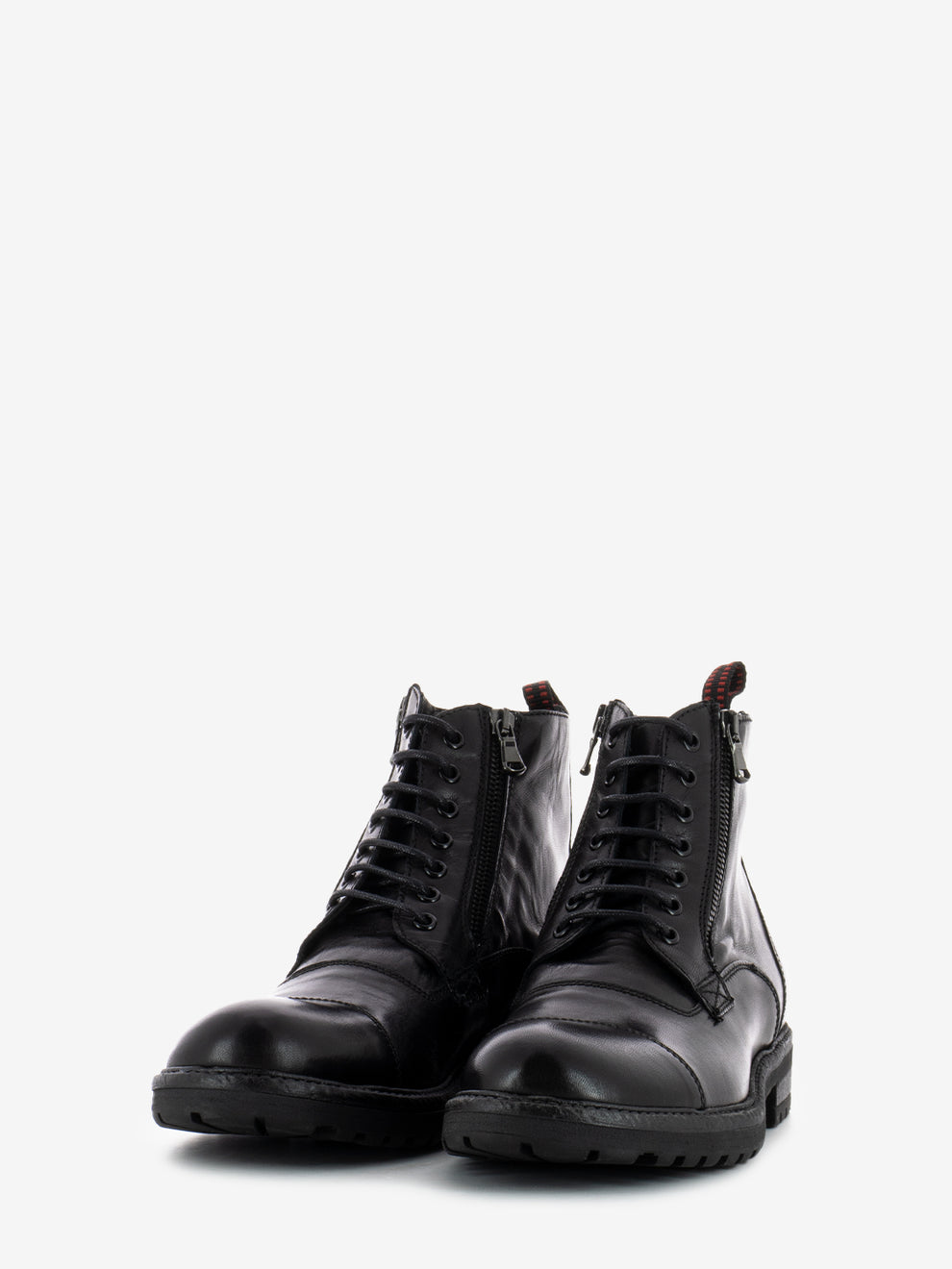 Anfibi doppia zip nero nero