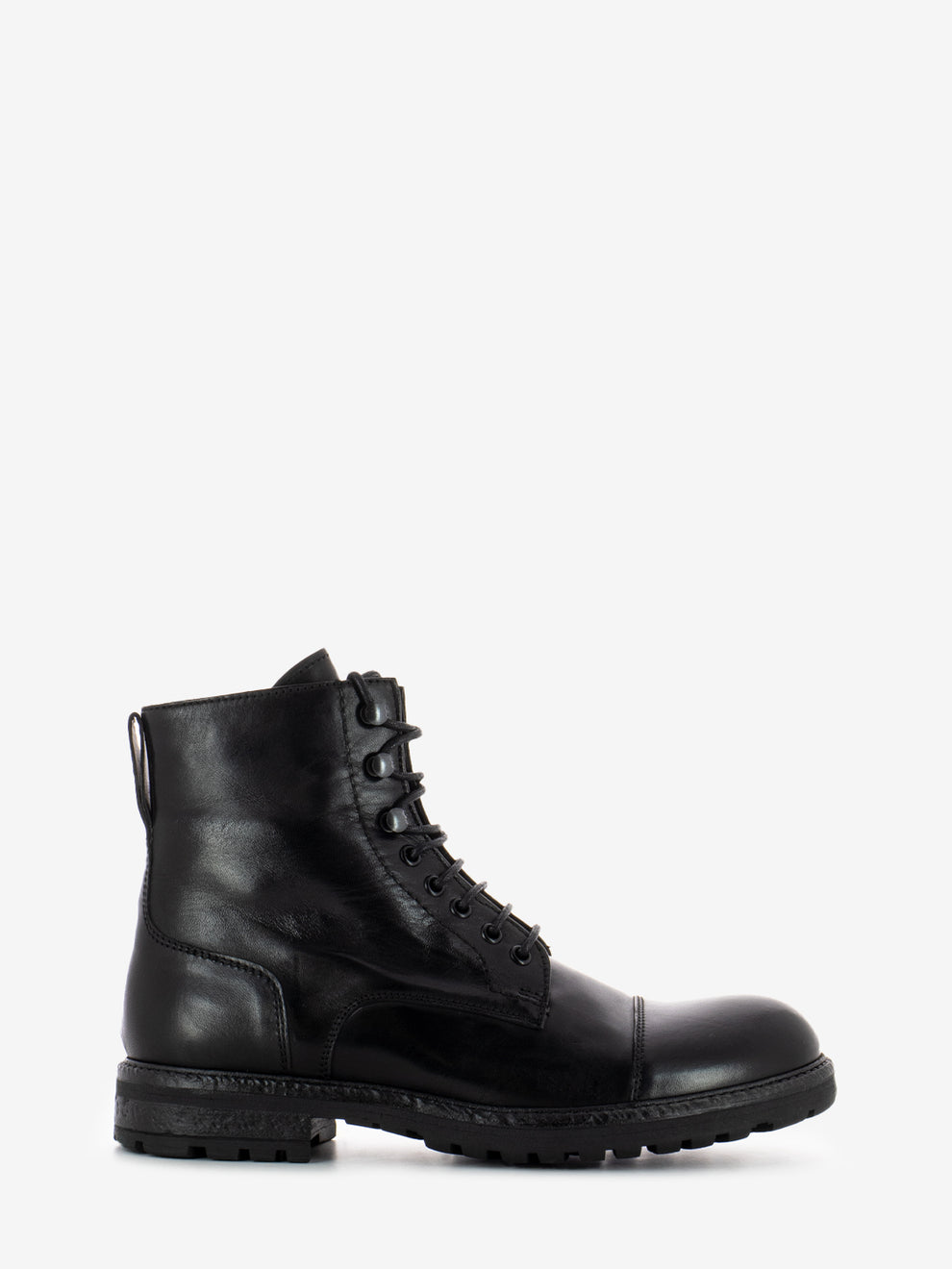 Anfibi in pelle con zip nero