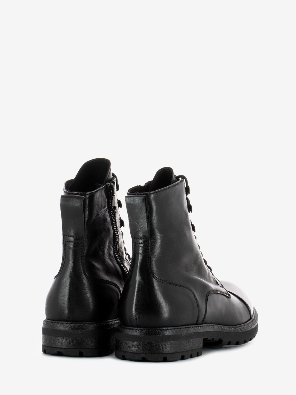 Anfibi in pelle con zip nero