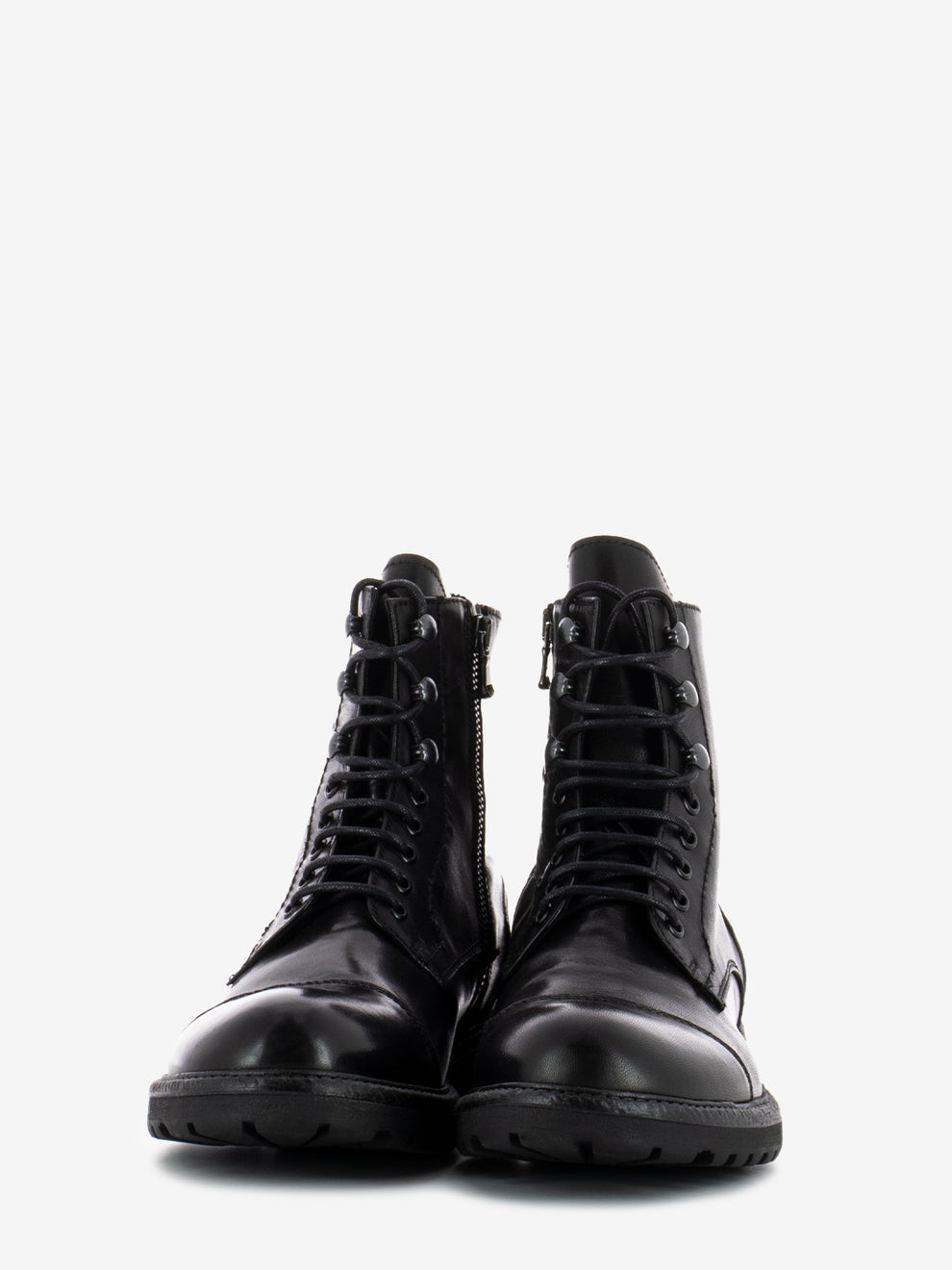 Anfibi in pelle con zip nero