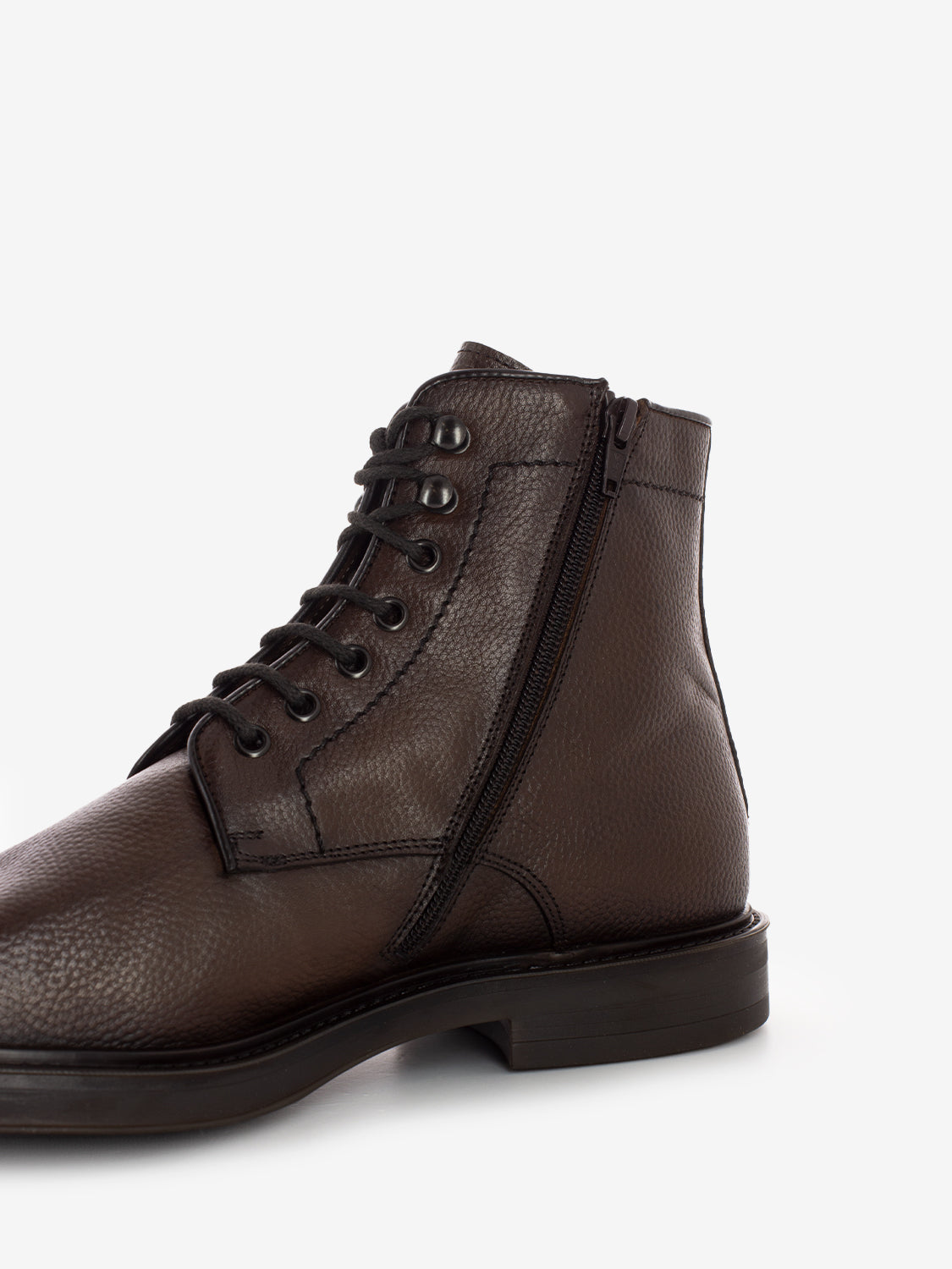 DARK BROWN LEATHER LACES POLISH 9789/ZIP_MAR