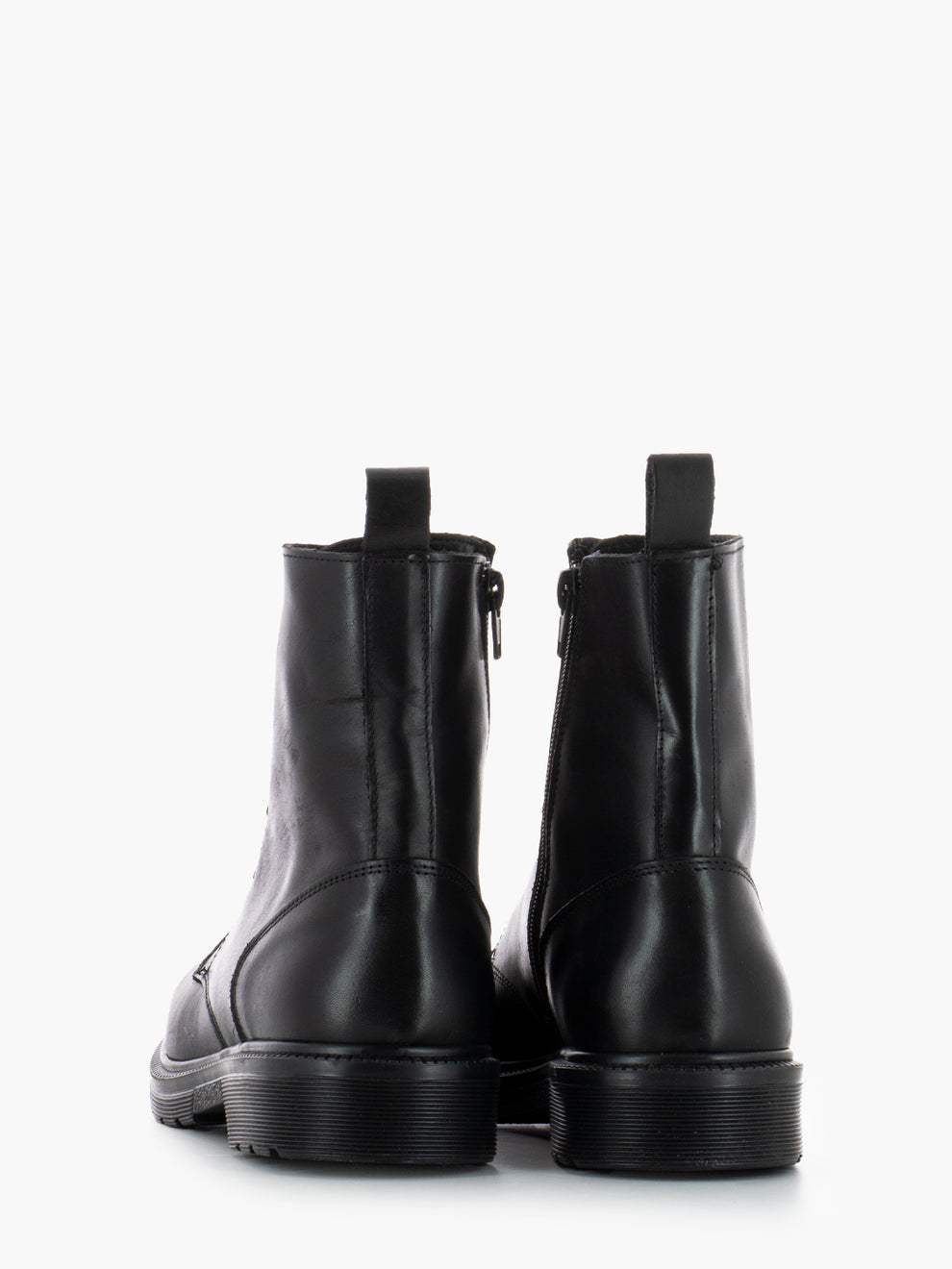 Anfibio in pelle con zip nero