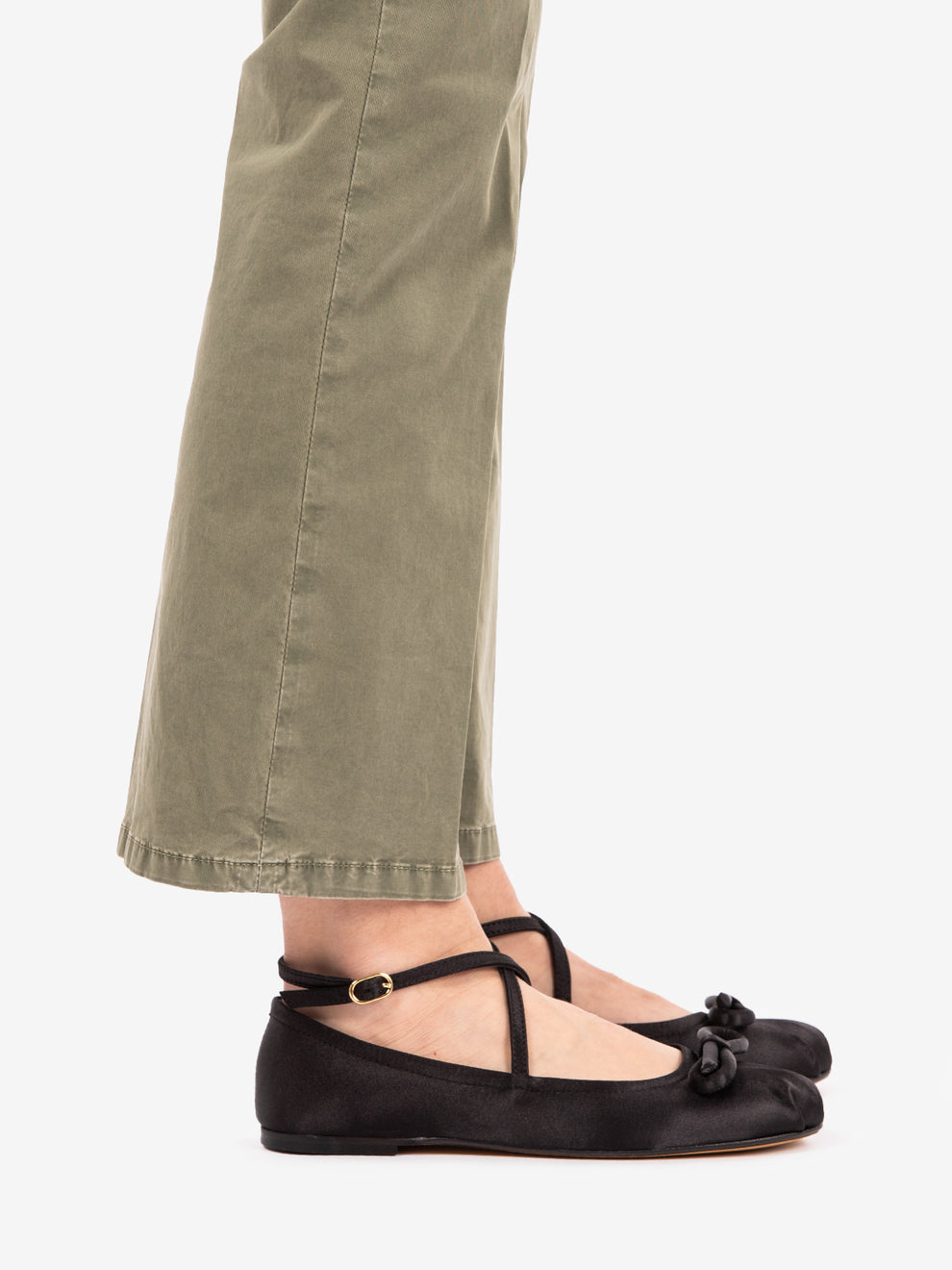 Black satin ballerina