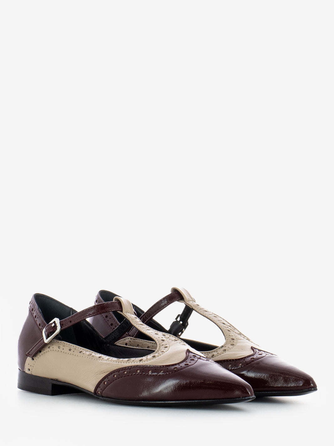 Sand/burgundy English point ballerina