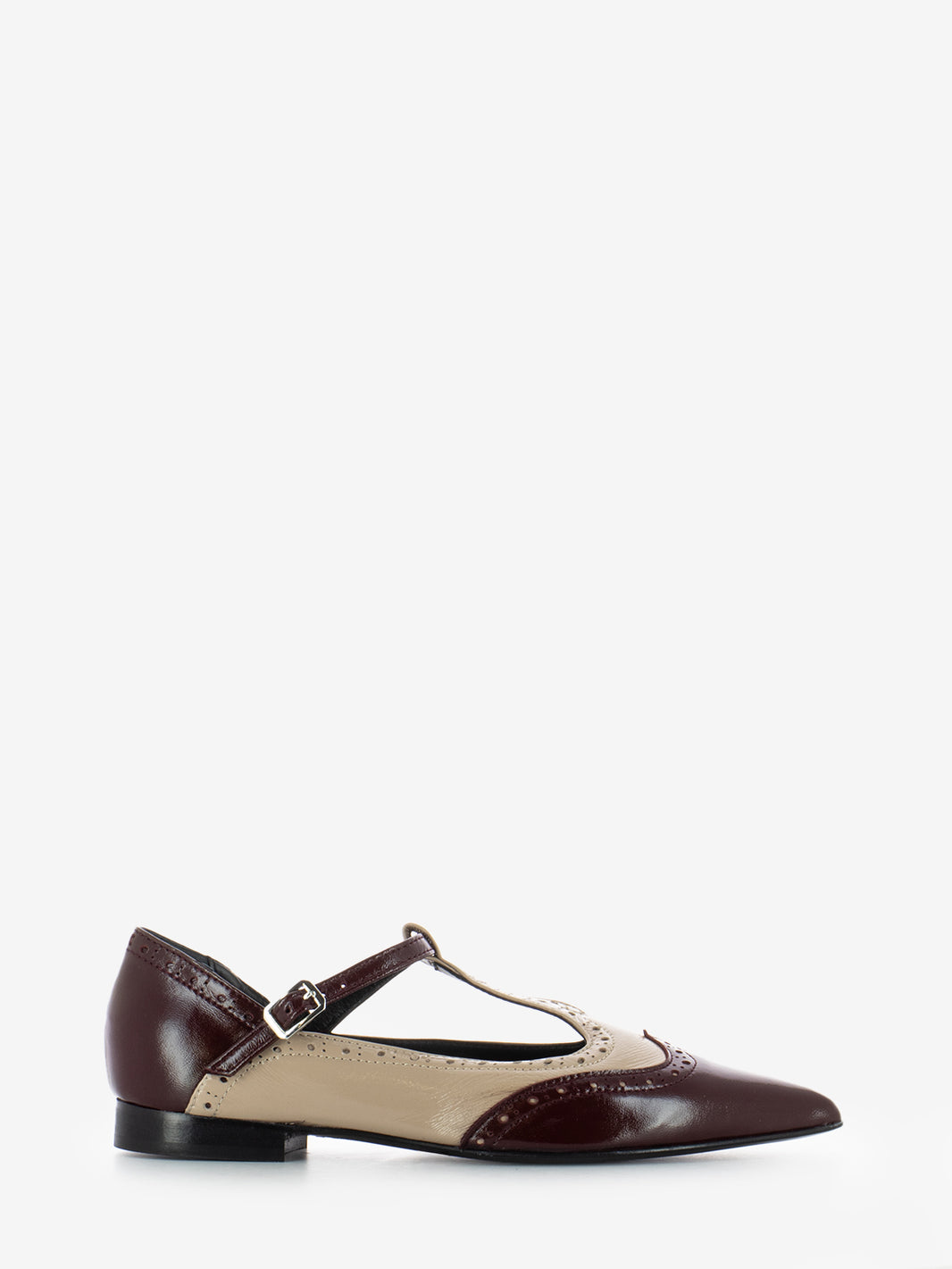 Sand/burgundy English point ballerina