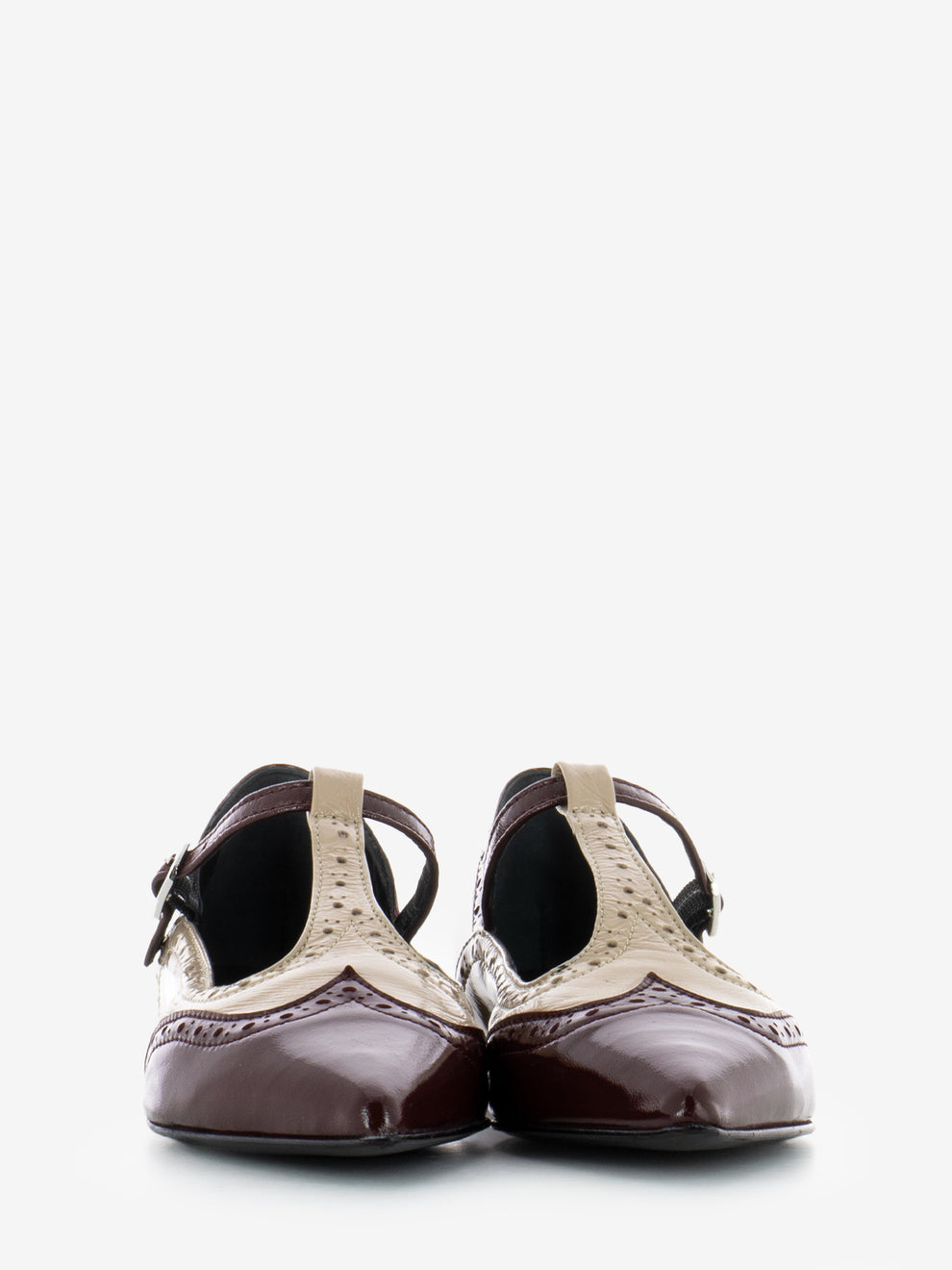 Sand/burgundy English point ballerina