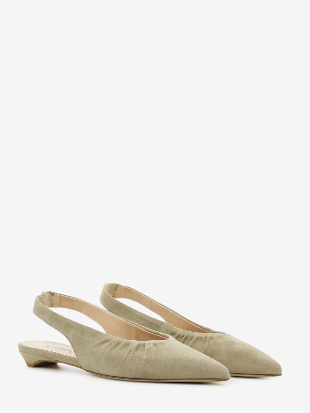 Taupe suede slingback ballet flat