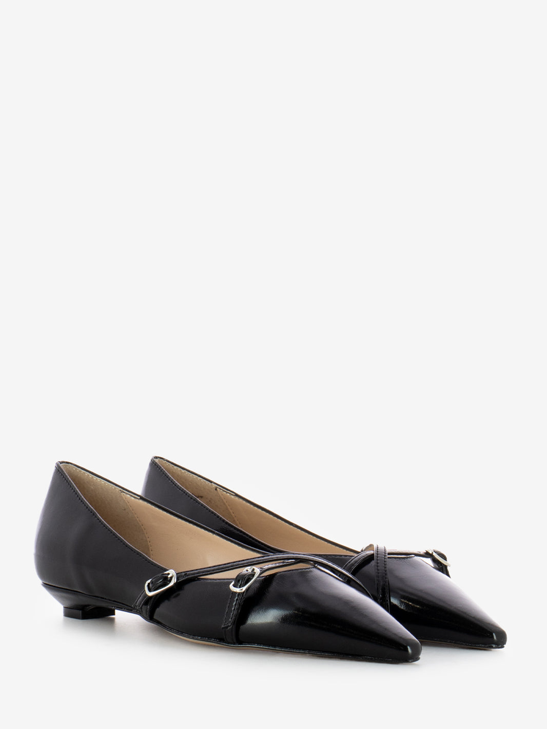 Black woven strap ballerinas