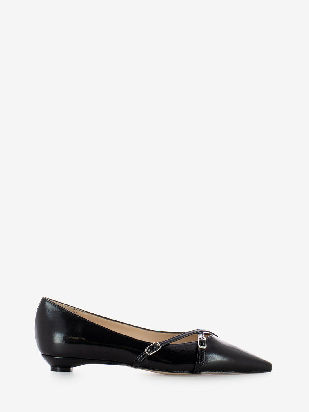 Black woven strap ballerinas