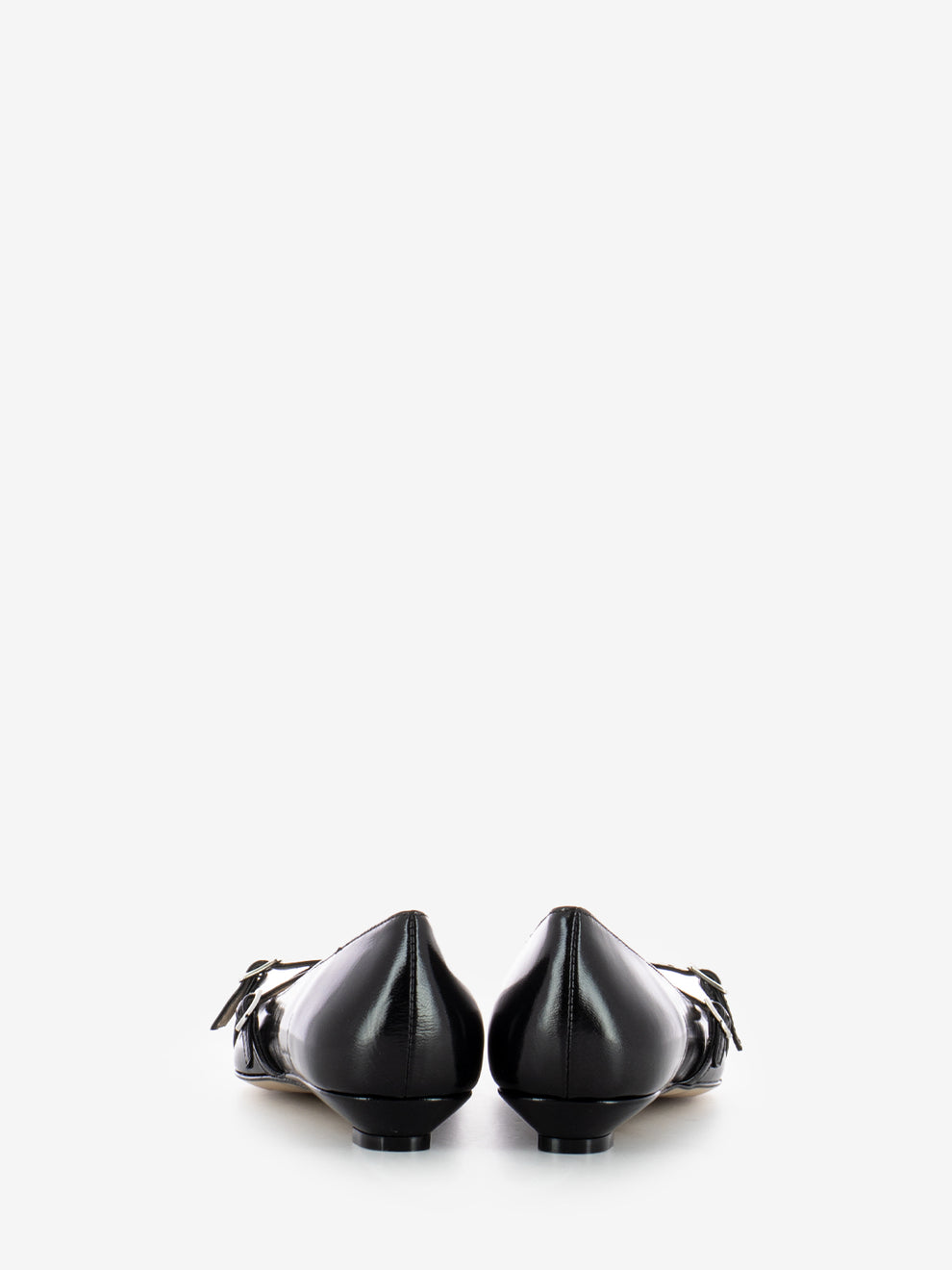Black woven strap ballerinas