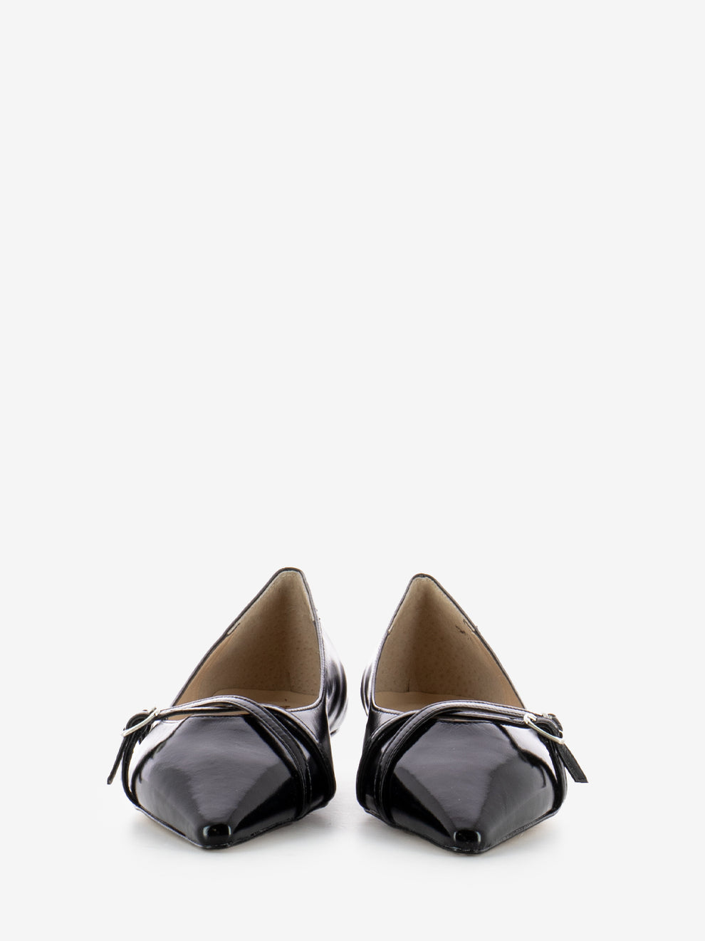 Black woven strap ballerinas