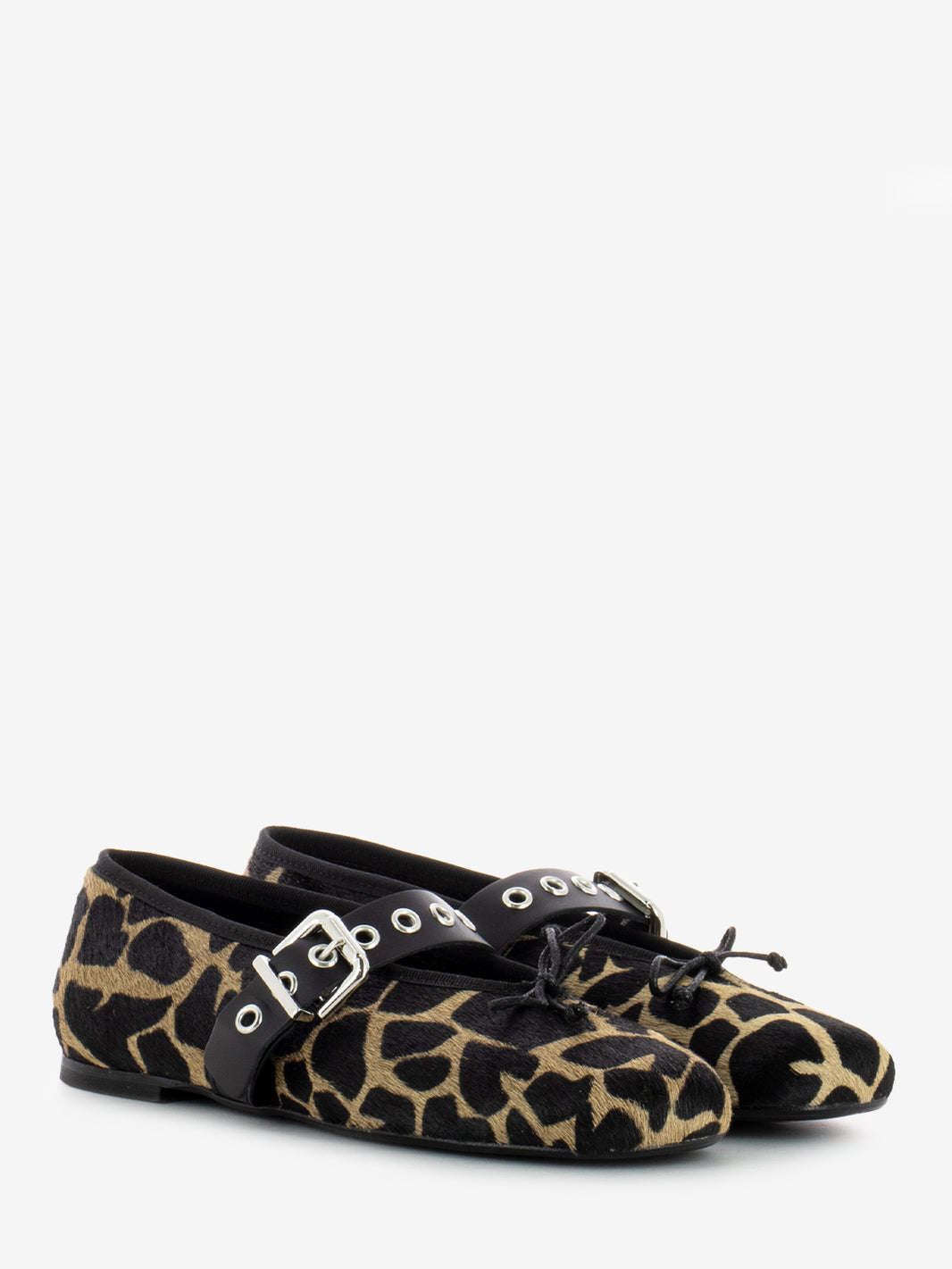 Ballerinas with animalier ponyskin strap