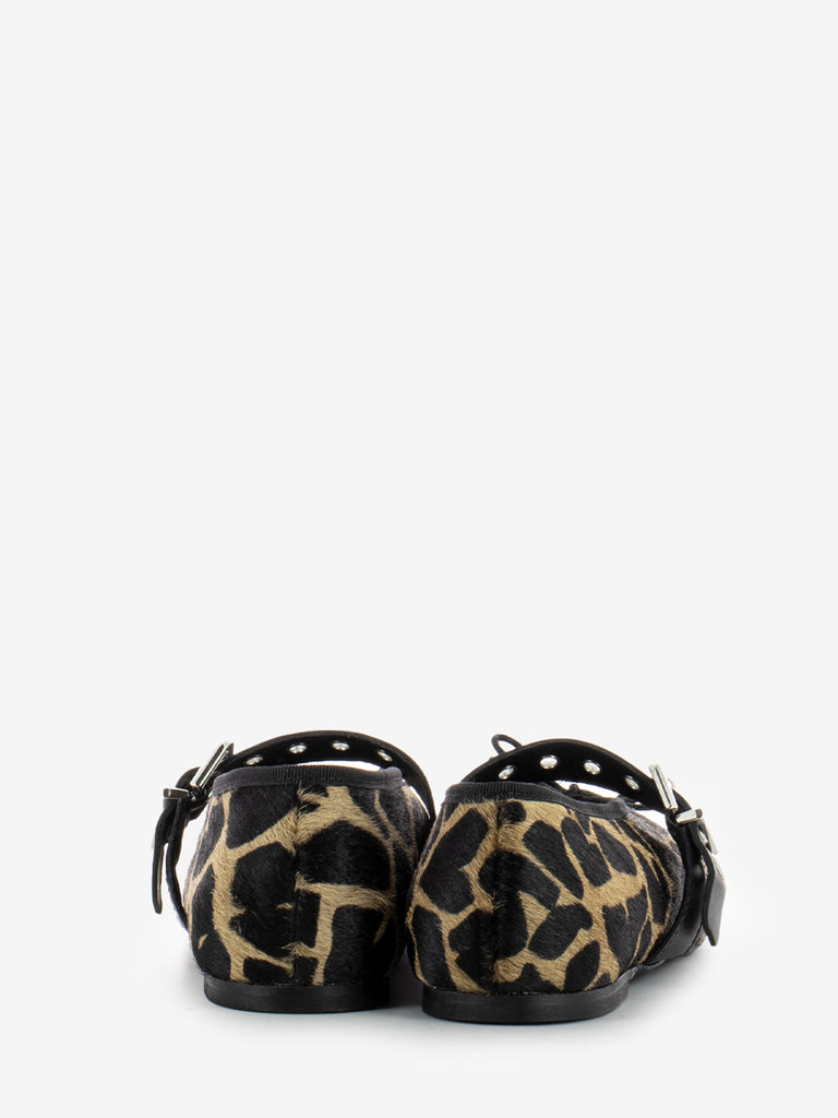 STIMM - Ballerine con cinturino in cavallino animalier