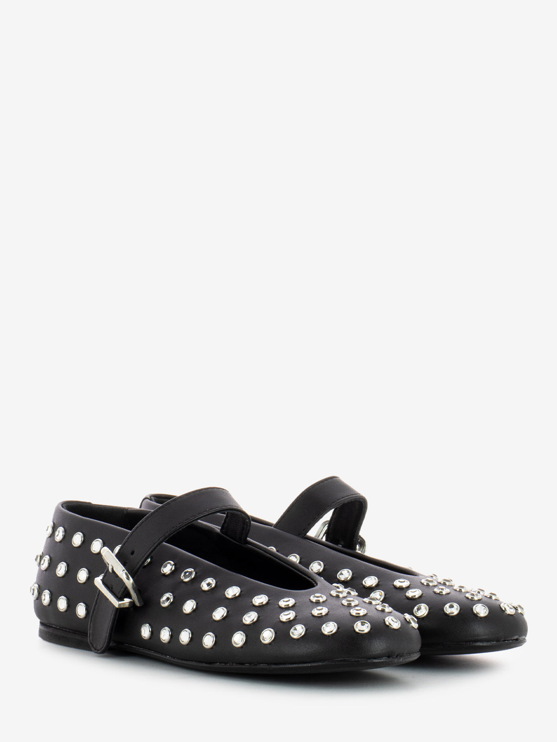 Black rhinestone ballerinas