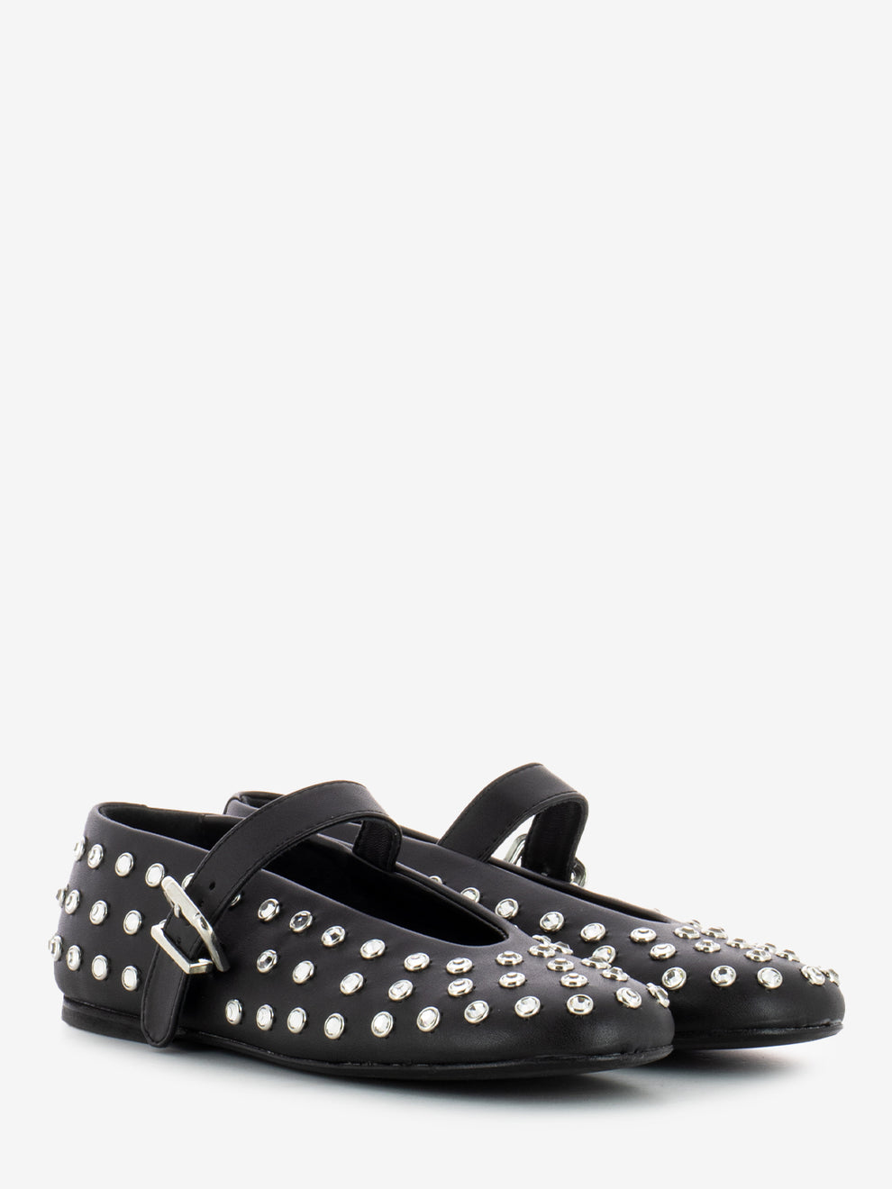 Black rhinestone ballerinas