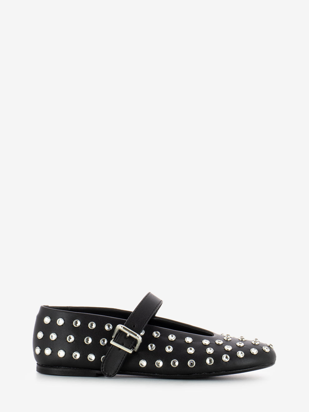 Black rhinestone ballerinas