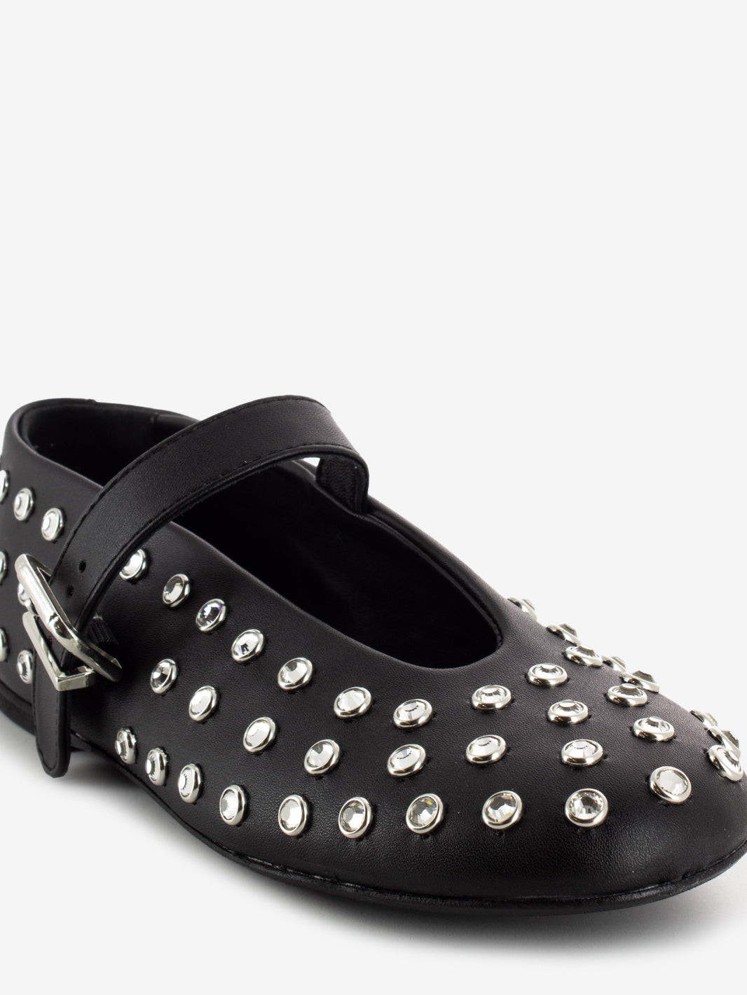 Black rhinestone ballerinas