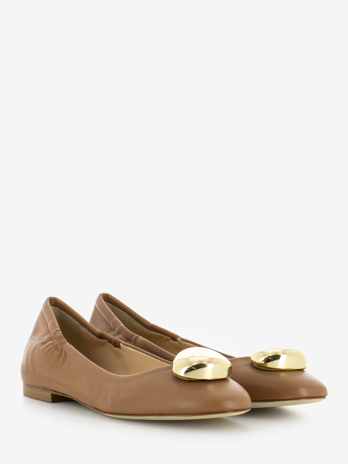 Ballerine in pelle con dettaglio cuoio