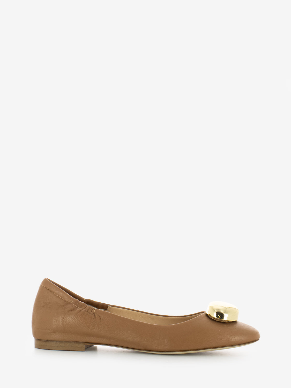 Ballerine in pelle con dettaglio cuoio