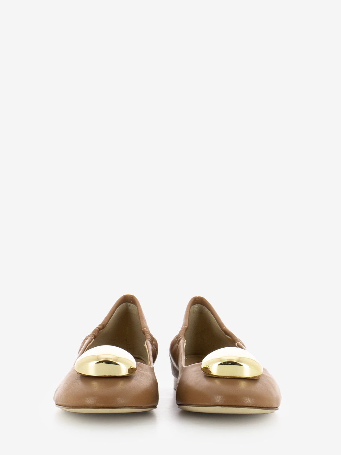 Ballerine in pelle con dettaglio cuoio